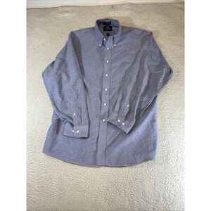 Stafford Men's 17.5 Wrinkle Free Oxford Button Down Long Sleeve Shirt Gray